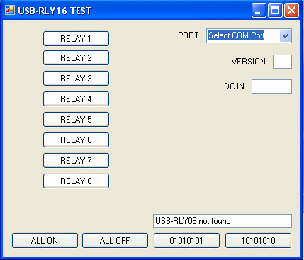 Programa de prueba para circuito de contro de reles USB-RLY16