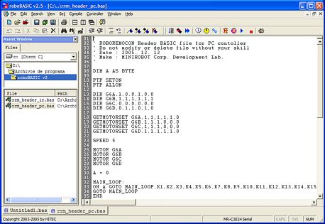 Robobasic es la aplicación principal para programar los movimientos del robot.