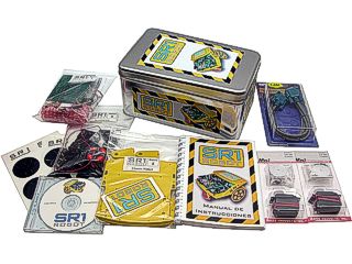 El Robot SR1 incluye todos los compoenetes y elementos necesarios para contruir y programar el robot. Clic para ampliar.