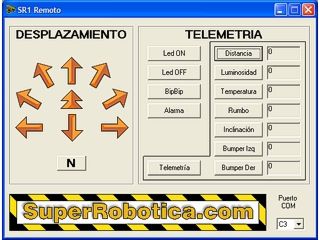 Imagen del programa para PC, SR1 Explorer que permite controlar el robot a distancia. Clic para ampliar