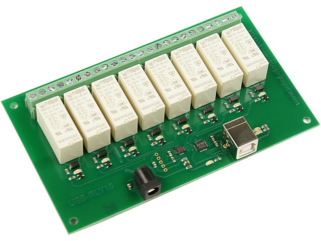 CONTROLADOR DE 8 RELES ALTA POTENCIA USB RLY16. Clic para ampliar